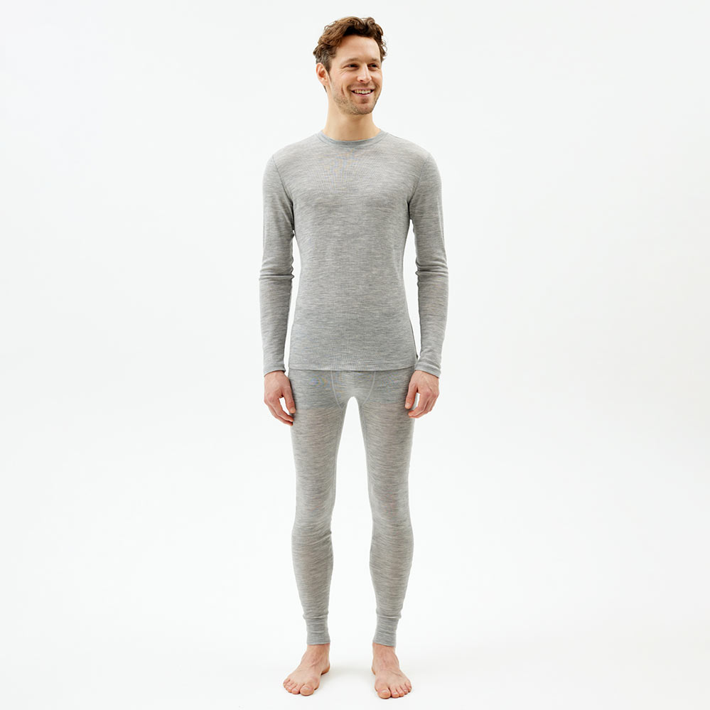 Wool Longs Men, Grey Melange, hi-res